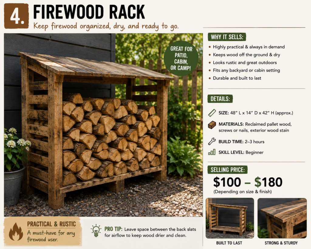 A rack that protects your firewood from rain