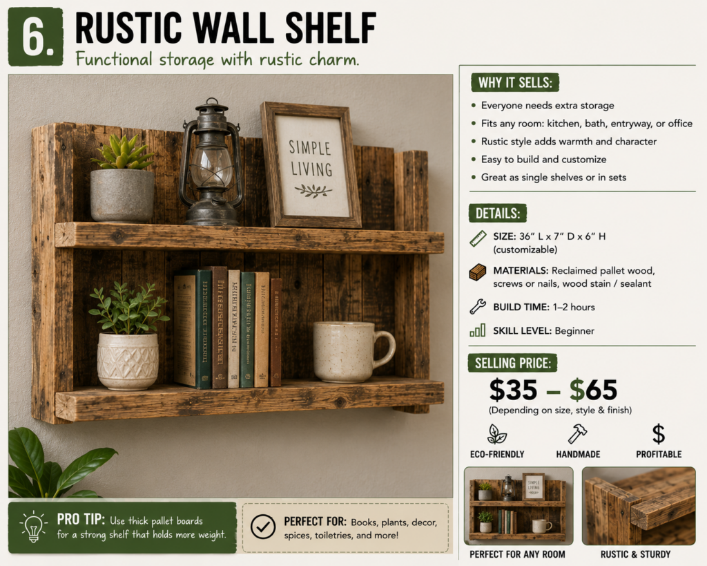 a wall shelf made from old pallets