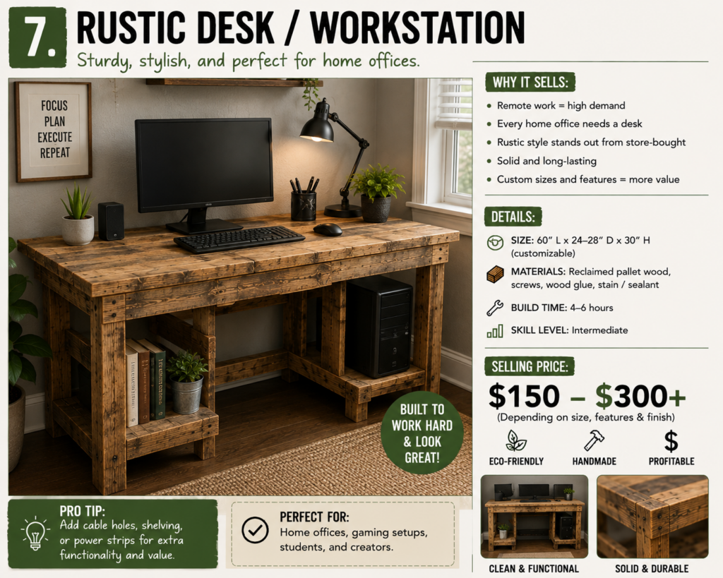 a computer desk/work station made from old pallets