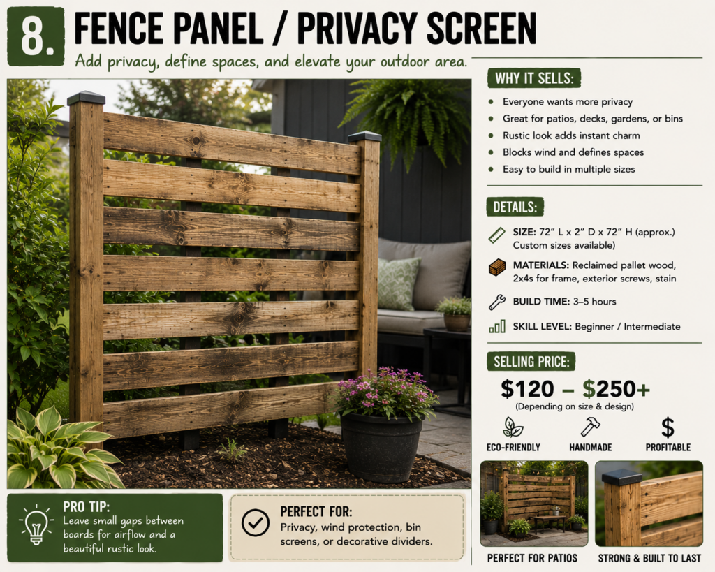 a privacy fench panel made from pallets