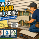 person removing damaged vinyl siding
